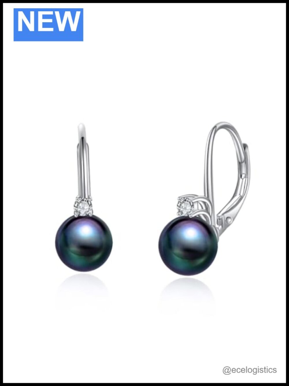 925 Sterling Silver Leverback Drop Earrings with Freshwater Pearls & CZ